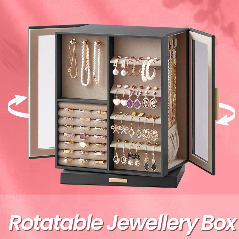 Jewellery Box 360 Degree Rotating with 5 Drawers for Organising Accessories by Songmics