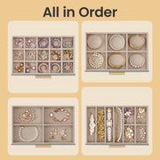 6 Layer Jewellery Box with Glass Lid and 5 Drawers for Organising Accessories by Songmics