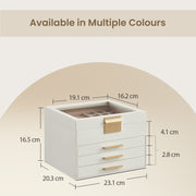 4 Layer Jewellery Box with Glass Lid and 3 Drawers for Organising Accessories by Songmics
