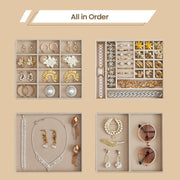 4 Layer Jewellery Box with Glass Lid and 3 Drawers for Organising Accessories by Songmics