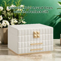 3 Tier Jewellery Box with Mirror and Drawers PU Leather Organiser with Stitching by Songmics Home