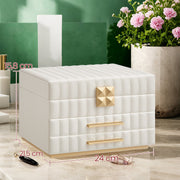 3 Tier Jewellery Box with Mirror and Drawers PU Leather Organiser with Stitching by Songmics Home