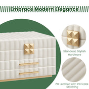 3 Tier Jewellery Box with Mirror and Drawers PU Leather Organiser with Stitching by Songmics Home