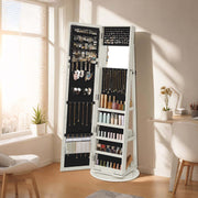 Freestanding Jewellery Armoire with Full Length Mirror and 360 Degree Swivel Design by Songmics