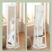 Freestanding Jewellery Armoire with Full Length Mirror and 360 Degree Swivel Design by Songmics