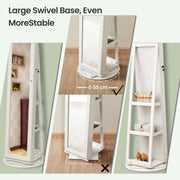 Freestanding Jewellery Armoire with Full Length Mirror and 360 Degree Swivel Design by Songmics