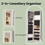 Freestanding Jewellery Armoire with Full Length Mirror and 360 Degree Swivel Design by Songmics