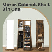Lockable 360 Degree Swivel Jewellery Armoire with Frameless Full Length Mirror by Songmics