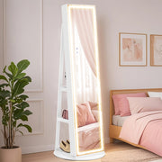 LED Mirror Jewellery Cabinet with Lock and Full Length Mirror Gift for Her by Songmics