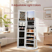 LED Mirror Jewellery Cabinet with Lock and Full Length Mirror Gift for Her by Songmics