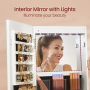 LED Mirror Jewellery Cabinet with Lock and Full Length Mirror Gift for Her by Songmics