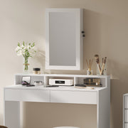 White Wall Mounted Lockable Jewellery Cabinet with Mirror Space Saving Design by Songmics