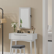 White Wall Mounted Lockable Jewellery Cabinet with Mirror Space Saving Design by Songmics