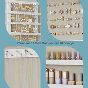 White Wall Mounted Lockable Jewellery Cabinet with Mirror Space Saving Design by Songmics