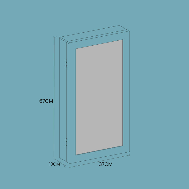 White Wall Mounted Lockable Jewellery Cabinet with Mirror Space Saving Design by Songmics