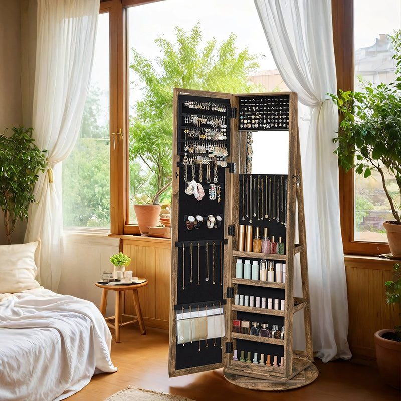 Freestanding Jewellery Cabinet with Full Length Mirror and 360 Degree Swivel by Songmics