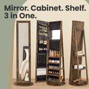 Freestanding Jewellery Cabinet with Full Length Mirror and 360 Degree Swivel by Songmics