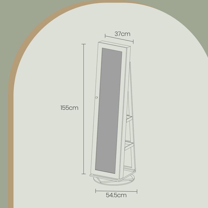 Freestanding Jewellery Cabinet with Full Length Mirror and 360 Degree Swivel by Songmics