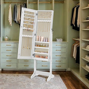 Standing Mirror Jewellery Cabinet with Lock and Storage Shelves by Songmics