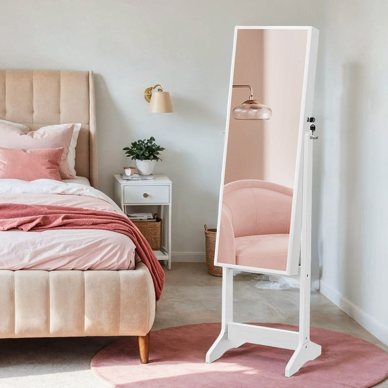 Standing Mirror Jewellery Cabinet with Lock and Storage Shelves by Songmics