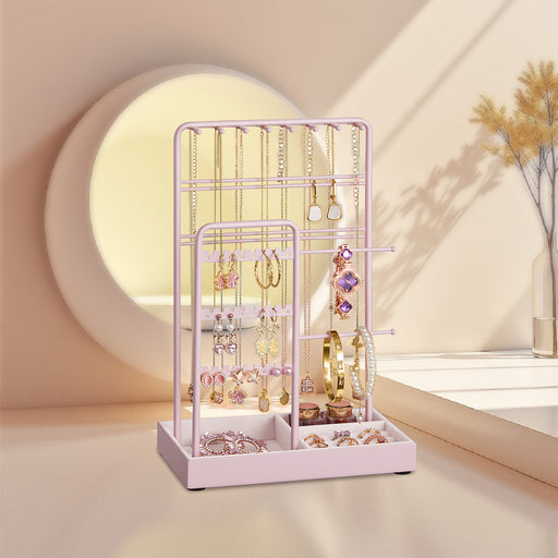 Velvet Lined Jewellery Organiser with Metal Frame Display Stand for Earrings and Bracelets by Songmics