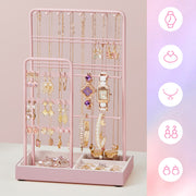 Velvet Lined Jewellery Organiser with Metal Frame Display Stand for Earrings and Bracelets by Songmics