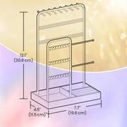 Velvet Lined Jewellery Organiser with Metal Frame Display Stand for Earrings and Bracelets by Songmics