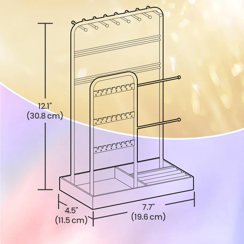 Velvet Lined Jewellery Organiser with Metal Frame Display Stand for Earrings and Bracelets by Songmics