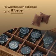 Wooden Watch Box with 10 Slots and Glass Lid Organiser for Men and Women by Songmics