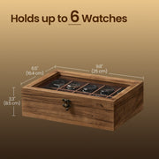 Wooden Watch Box with 10 Slots and Glass Lid Organiser for Men and Women by Songmics