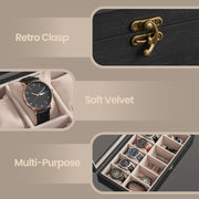 Solid Wood Watch Box with 12 Slots and Glass Lid for Display and Storage by Songmics