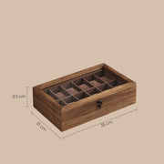Solid Wood Watch Box with 12 Slots and Glass Lid Ideal Gift for Watch Lovers by Songmics