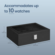 10 Slot Watch Box Organiser with Glass Lid and Removable Cushions for Men by Songmics