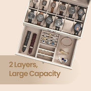 Lockable 12 Slot Watch Box with Glass Lid and Drawer for Organised Display by Songmics