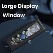 6 Slot Watch Box Organiser with Glass Lid and Removable Cushions for Display by Songmics