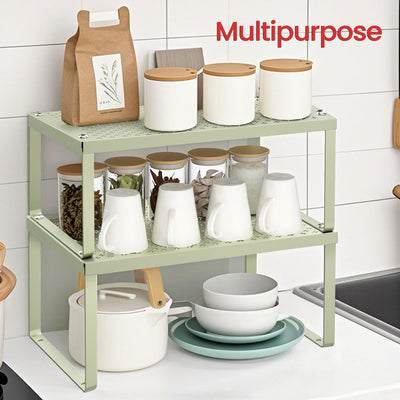 Set of 2 Metal Spice Racks for Kitchen Cupboards and Worktops Space Saving by Songmics