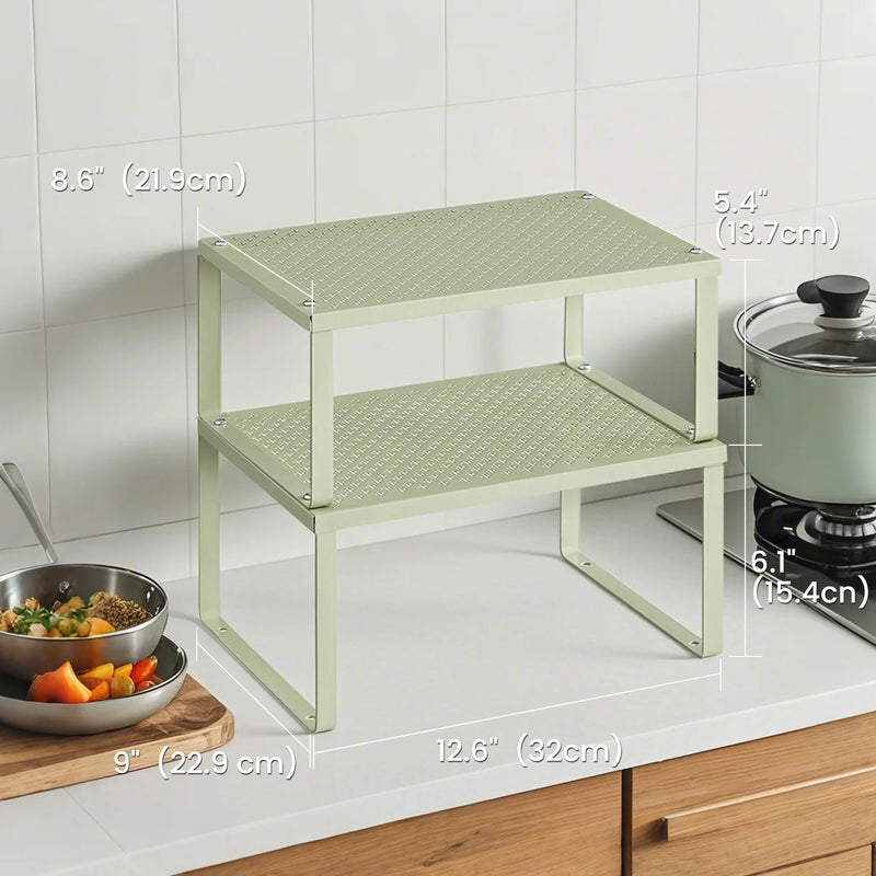 Set of 2 Metal Spice Racks for Kitchen Cupboards and Worktops Space Saving by Songmics