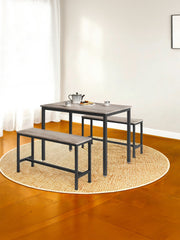 Rustic 4-Piece Dining Table Set with Space-Saving Benches by Vasagle VASAGLE