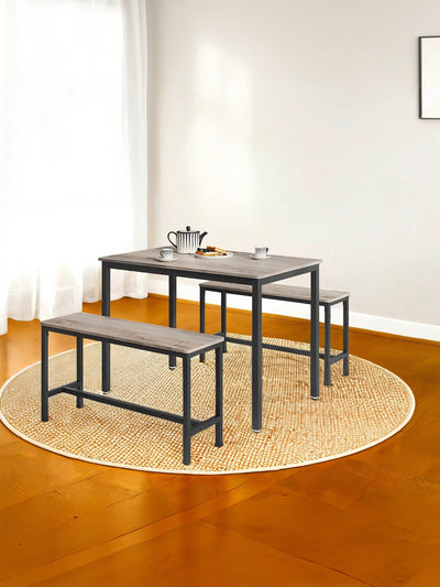 Rustic 4-Piece Dining Table Set with Space-Saving Benches by Vasagle VASAGLE