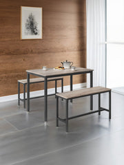 Rustic 4-Piece Dining Table Set with Space-Saving Benches by Vasagle VASAGLE