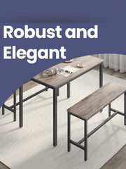 Rustic 4-Piece Dining Table Set with Space-Saving Benches by Vasagle VASAGLE