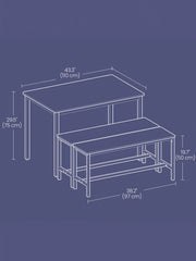 Rustic 4-Piece Dining Table Set with Space-Saving Benches by Vasagle VASAGLE