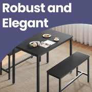 Dining Table and Bench Set for 3 Rustic Wood and Steel Kitchen Dining Set by Vasagle