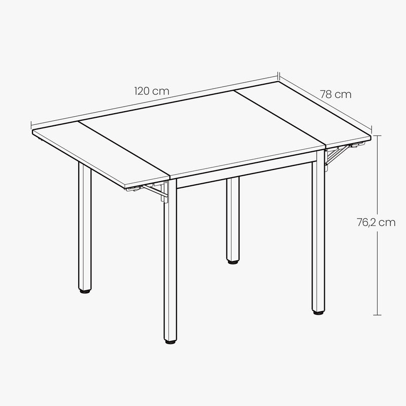 Extendable Drop Leaf Dining Table for Small Spaces Compact Folding Design by Vasagle