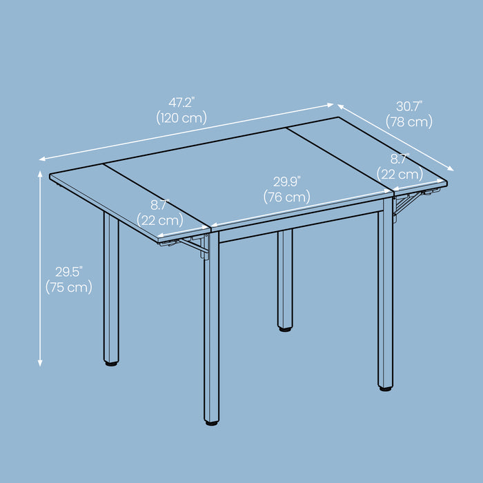 Drop Leaf Folding Dining Table Space Saving Extendable Design for Small Rooms by Vasagle