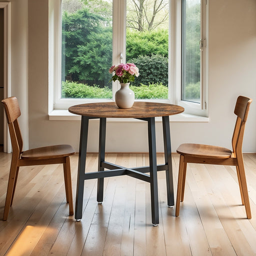 Round Dining Table for Kitchen or Dining Room Small Space Friendly Wood Finish by Vasagle