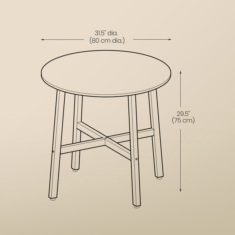 Round Dining Table for Kitchen or Dining Room Small Space Friendly Wood Finish by Vasagle