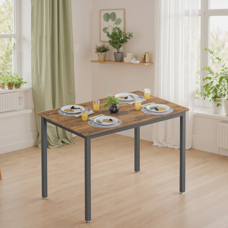 Rectangular Dining Table for 4 with Wood Effect Finish 110 cm Ideal for Kitchen or Dining Room by Vasagle