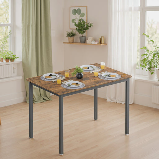 Rectangular Dining Table for 4 with Wood Effect Finish 110 cm Ideal for Kitchen or Dining Room by Vasagle