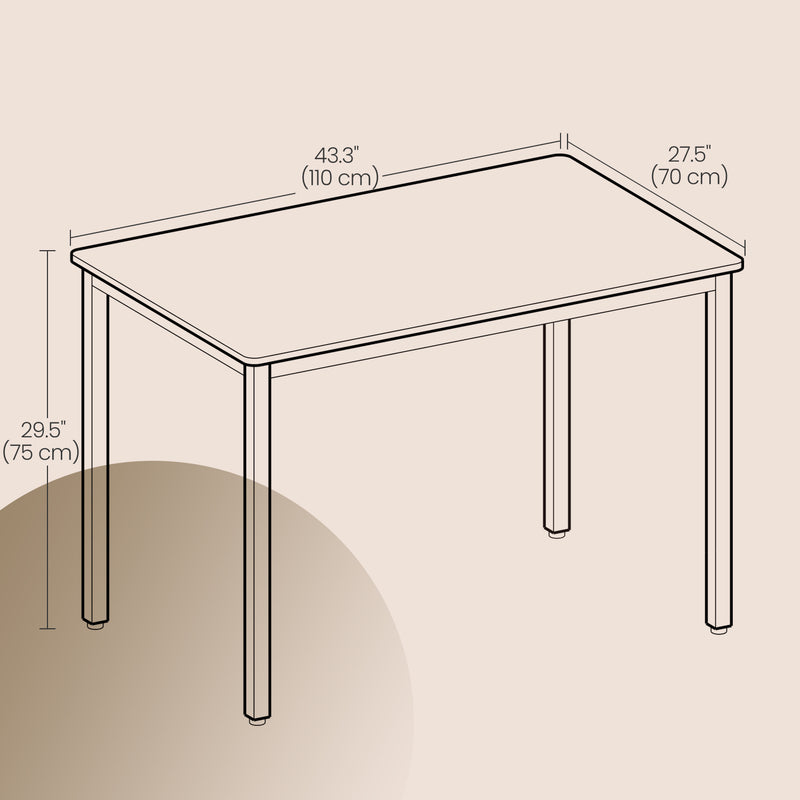 Rectangular Dining Table for 4 with Wood Effect Finish 110 cm Ideal for Kitchen or Dining Room by Vasagle